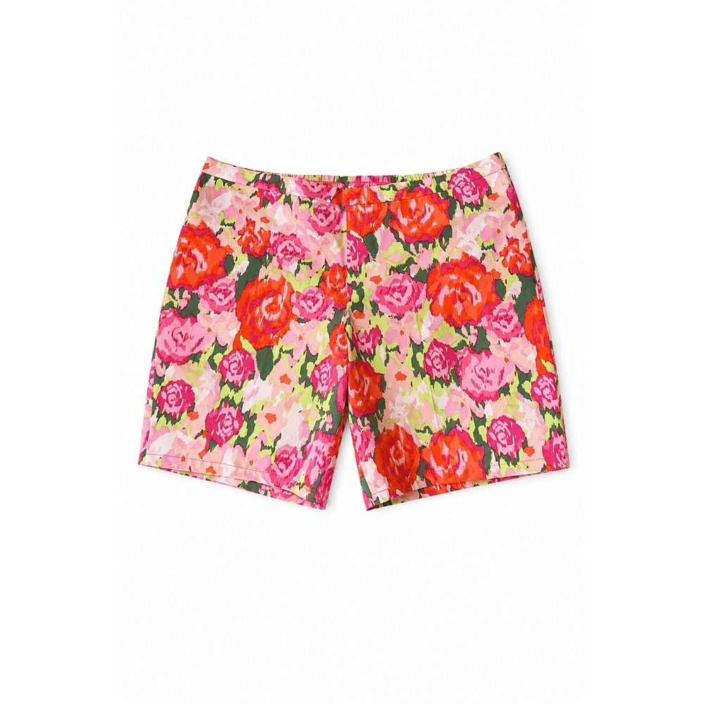 Isaac Mizrahi Live Rose Floral Bermuda Shorts Women 24WP Pink Cottagecore NWOT - Picture 1 of 7
